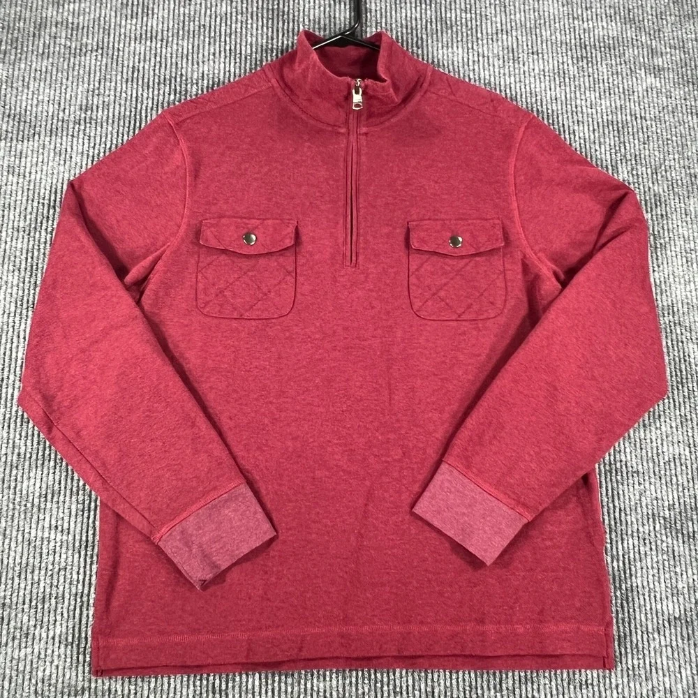 Banana Republic Sweater Mens Large Red Long Sleeve 1/4 Zip Pullover Shirt